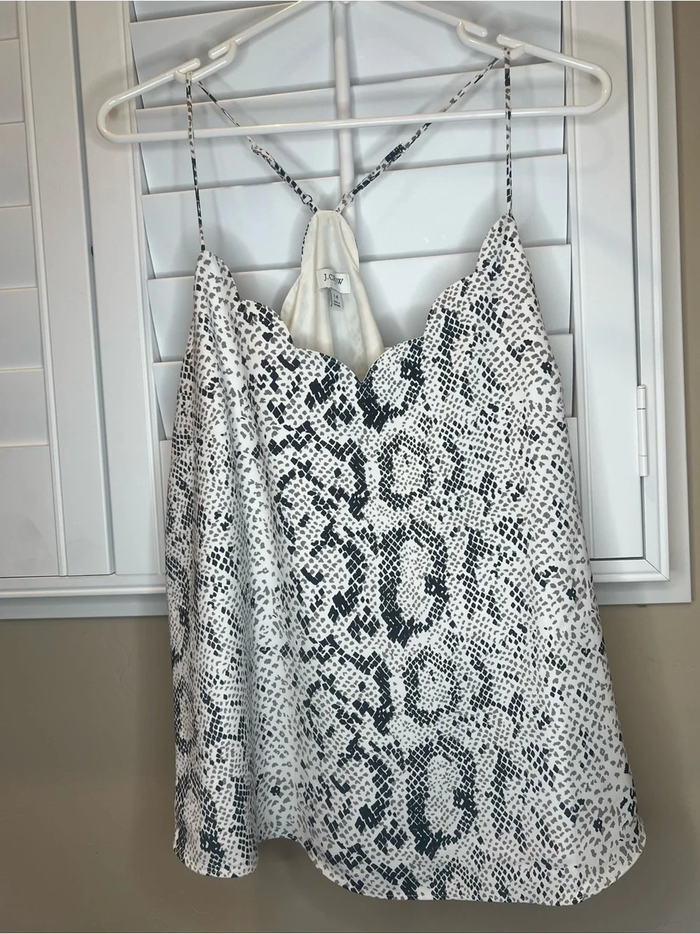 Women’s JCrew Snake Print Satin Cami Tank - White & Black size 14
